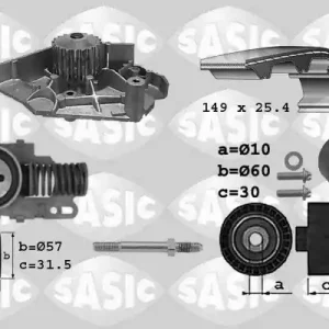 Distributieriem kit inclusief waterpomp Sasic 3900005 Laatste Versie
