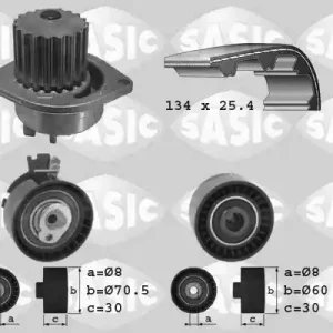 Distributieriem kit inclusief waterpomp Sasic 3900015 Authentiek