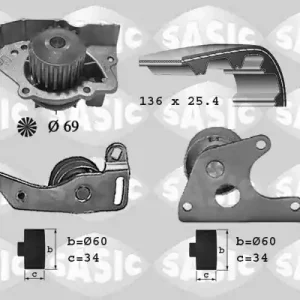 Distributieriem kit inclusief waterpomp Sasic 3900022 Koopje
