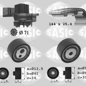 Distributieriem kit inclusief waterpomp Sasic 3900027 Gratis Retour