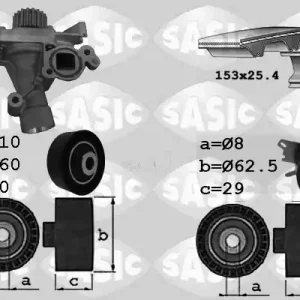 Distributieriem kit inclusief waterpomp Sasic 3900028 Laatste Versie