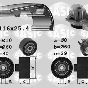 Distributieriem kit inclusief waterpomp Sasic 3900035 Gratis Verzending
