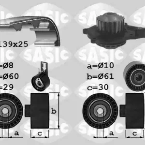 Distributieriem kit inclusief waterpomp Sasic 3900042 Nieuw Model