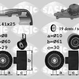 Distributieriem kit inclusief waterpomp Sasic 3900043 Beperkte Voorraad