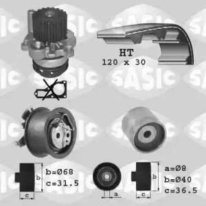 Distributieriem kit inclusief waterpomp Sasic 3906009 Wereldwijde Verzending