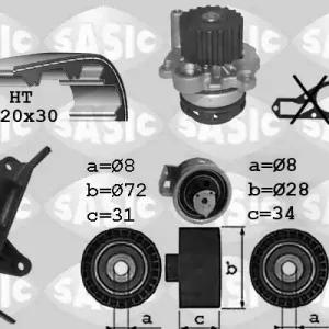 Distributieriem kit inclusief waterpomp Sasic 3906019 Must-Have