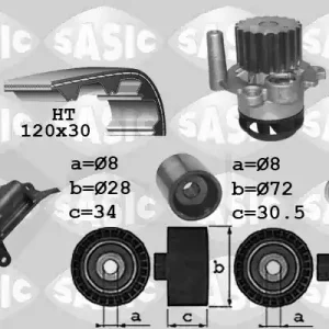 Populair Distributieriem kit inclusief waterpomp Sasic 3906025