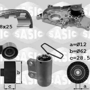 Distributieriem kit inclusief waterpomp Sasic 3906040 Limited Edition