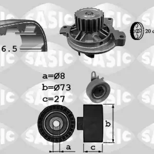 Distributieriem kit inclusief waterpomp Sasic 3906051 Favoriet