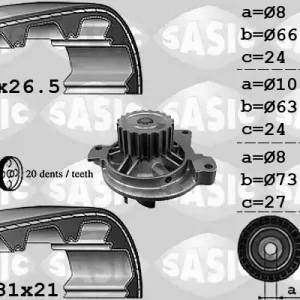 Groothandel Distributieriem kit inclusief waterpomp Sasic 3906052