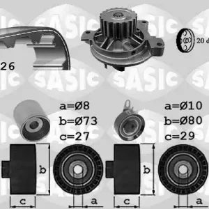 Distributieriem kit inclusief waterpomp Sasic 3906059 Limited Edition