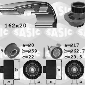Distributieriem kit inclusief waterpomp Sasic 3906073 Nieuw Model