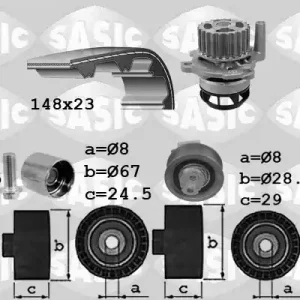 Distributieriem kit inclusief waterpomp Sasic 3906103 Op = Op