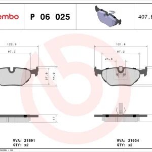 Remblokset Brembo P 06 025 Laatste Versie